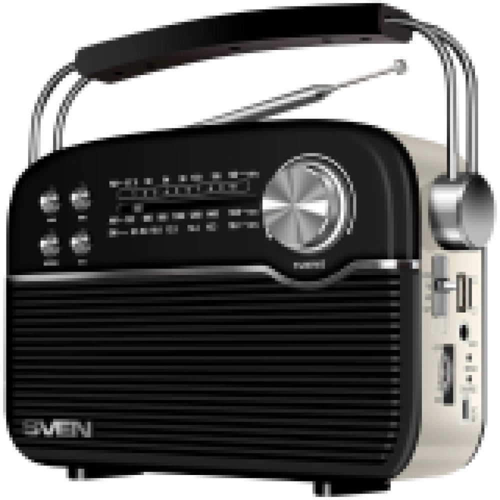 Speaker SVEN SRP-500, black (3W, Bluetooth,FM/AM/SW, USB, microSD, AUXt, battery)
