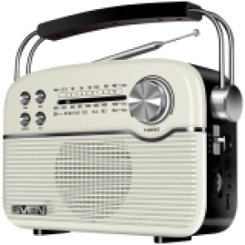Speaker SVEN SRP-500, white (3W, Bluetooth, FM/AM/SW, USB, microSD, AUX, battery)