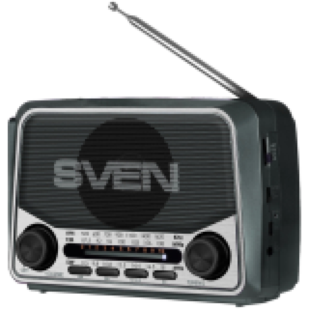 Speaker SVEN SRP-150, gray (3W, Bluetooth, FM/AM/SW, USB, microSD, flashlight, battery)