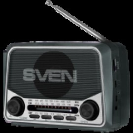 Speaker SVEN SRP-150, gray (3W, Bluetooth, FM/AM/SW, USB, microSD, flashlight, battery)