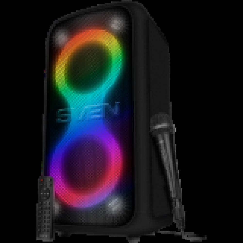 Portable speaker SVEN PS-1000, black, power output 2x80W (RMS), TWS, Bluetooth, FM, USB, LED-display, lithium battery