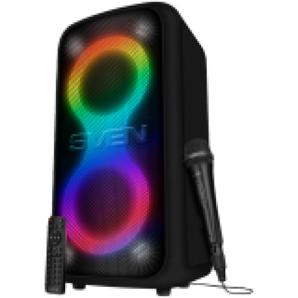 Portable speaker SVEN PS-1000, black, power output 2x80W (RMS), TWS, Bluetooth, FM, USB, LED-display, lithium battery