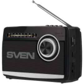 Speaker SVEN SRP-155, black (3W, Bluetooth, FM/AM/SW, USB, microSD, flashlight, battery)