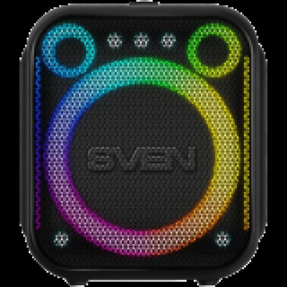 Portable speaker SVEN PS-880, black, power output 110W (RMS), TWS, Bluetooth, FM, USB, microSD, LED-display, lithium battery