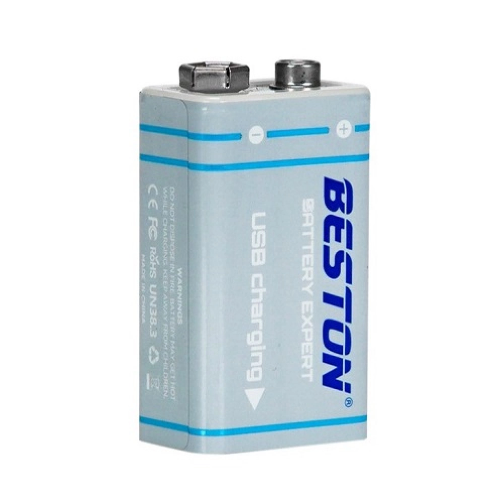 Rechargeable 9V batterry with USB C, 1000mAh, Li-Ion