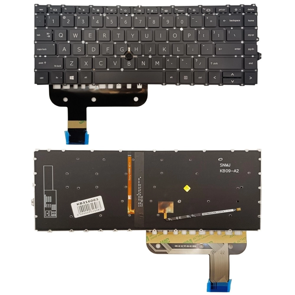 Keyboard HP EliteBook 845 G7, with backlight and trackpoint