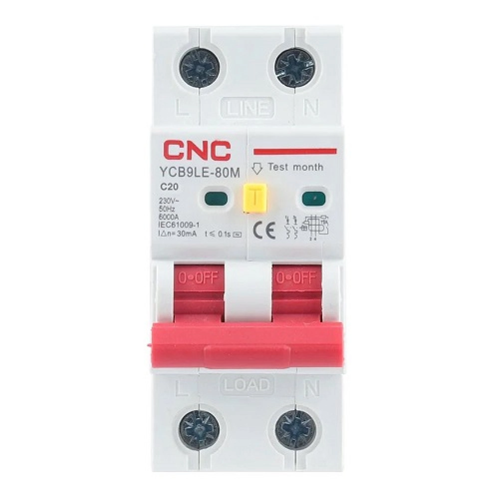 Residual Current Breaker with Over-Current, 2P, 20A, class C, 30mA, 6kA