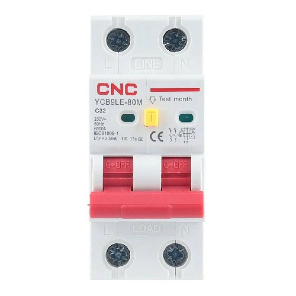 Residual Current Breaker with Over-Current, 2P, 32A, class C, 30mA, 6kA