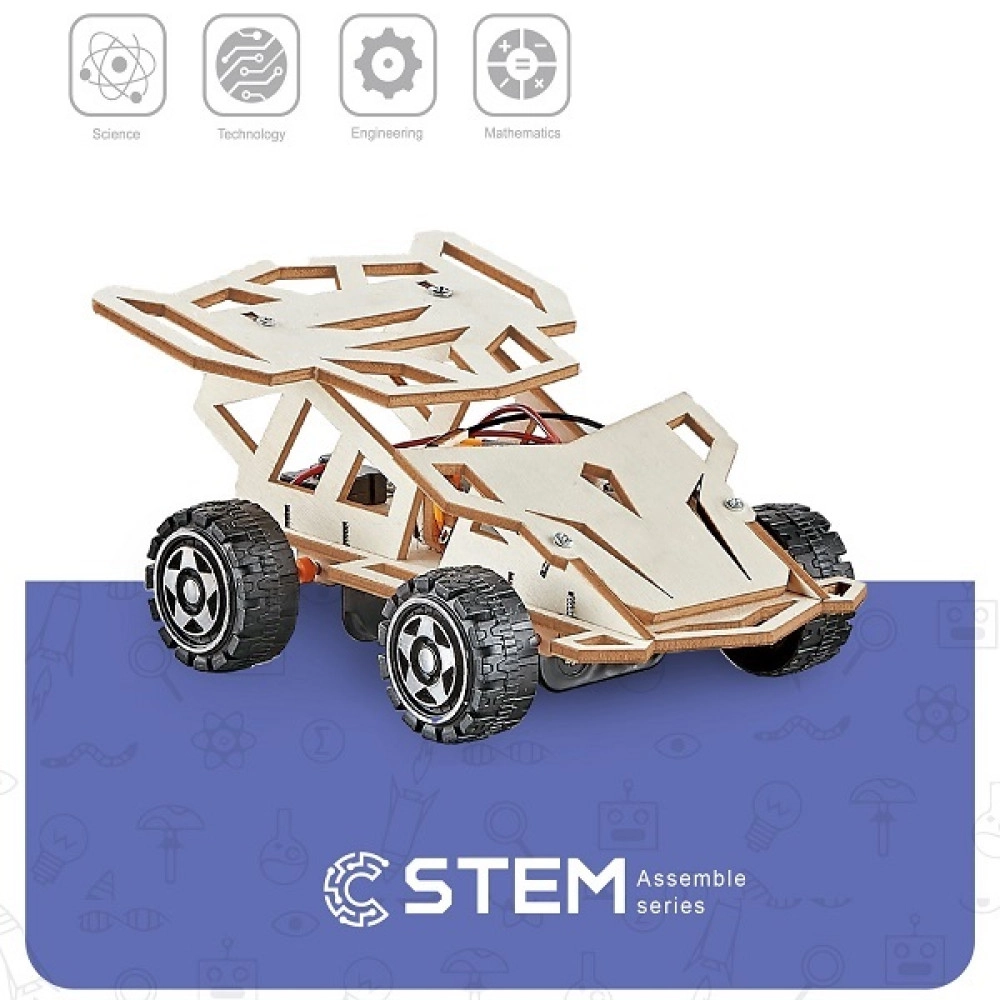 Wooden Assembly Kit Four-Wheel Drive Racing Car, STEM Educational Toy                               
