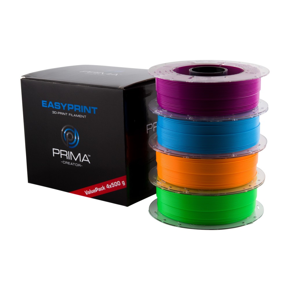 EasyPrint PLA Value Pack Neon - 1.75mm - 4x 500 g (Total 2 kg) - Neon Blue, Neon Green, Neon Orange, Neon Purple