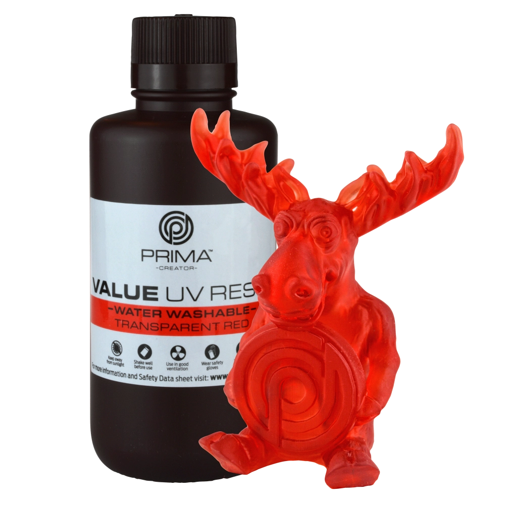 PrimaCreator Value Water Washable UV Resin - 500 g - Transparent Red