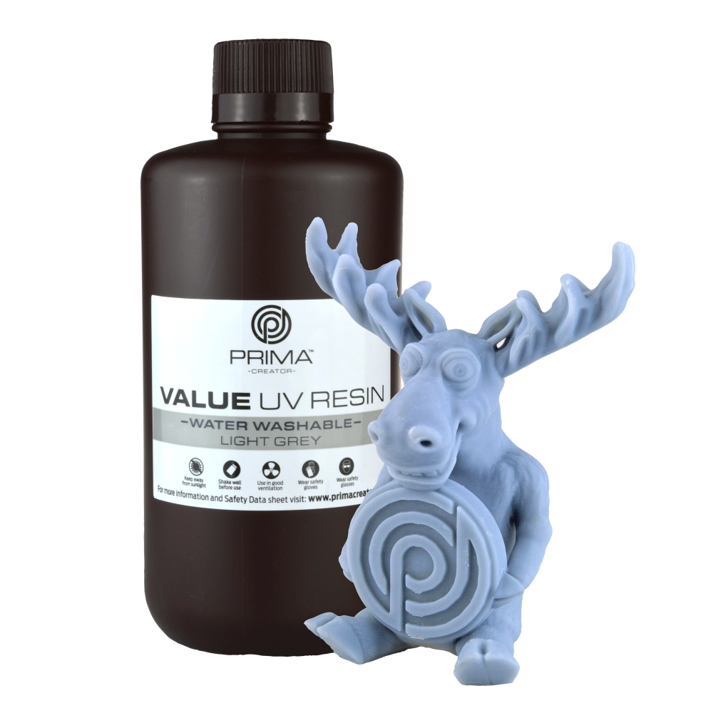 PrimaCreator Value Water Washable UV Resin - 1 kg - Light Grey