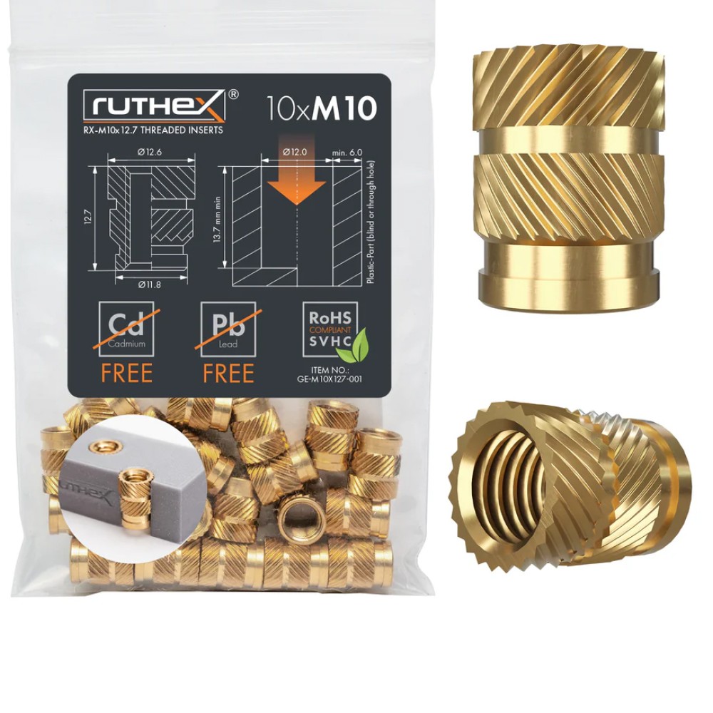 Ruthex M10 threaded insert – Rx-M10x12,7 - 10 pcs
