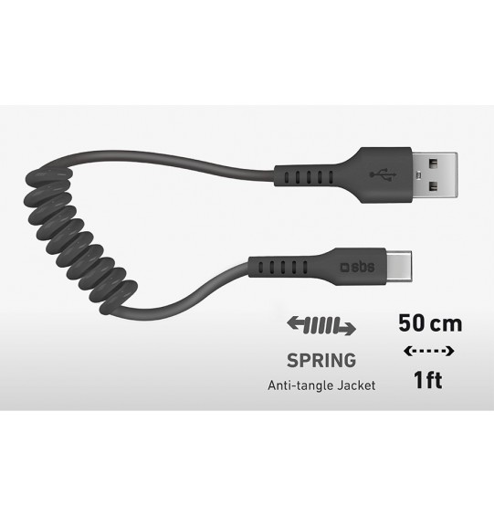Kaabel SBS USB-A - USB-C (0,5 m)