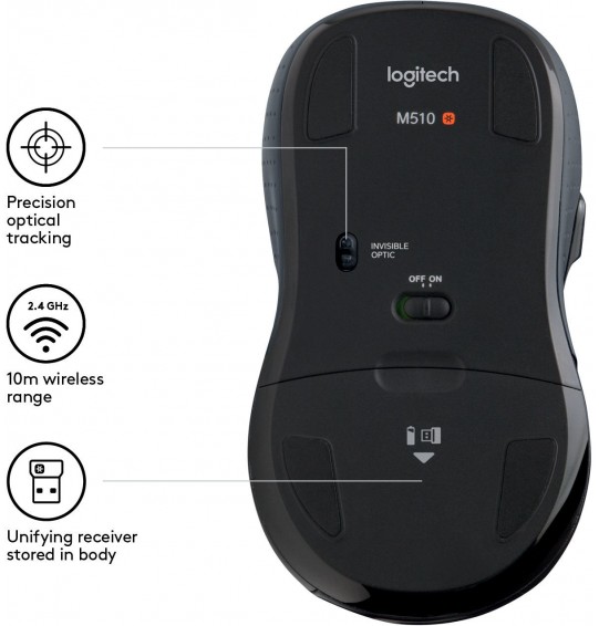 MOUSE USB LASER WRL M510/910-001826 LOGITECH